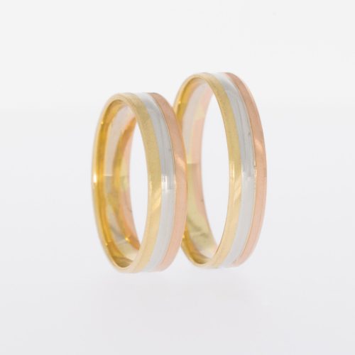 Sárga-fehér-rozé arany karikagyűrű AD002, 65-ös méret