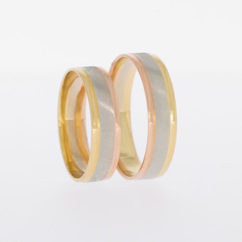 Sárga-fehér-rozé arany karikagyűrű AD005, 48-as méret