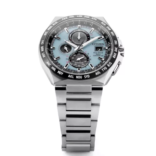 Citizen Rádióvezérlésű világidő óra anyagból Super Titanium™ Eco-Drive-val férfi karóra AT8238-84M
