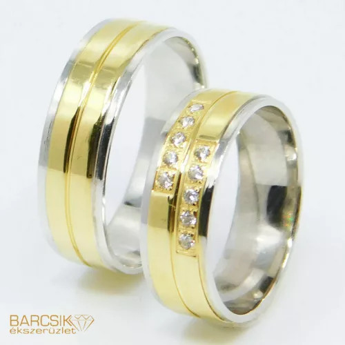 Sárga- fehér arany karikagyűrű  Z4, 52-es méret